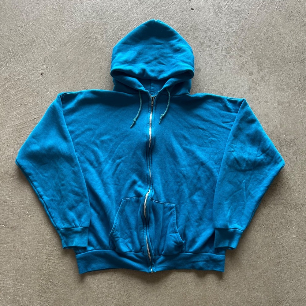 Vintage 80s MacGregor Blank Sweatshirt Size XL Blue Full Zip Hoodie USA Made